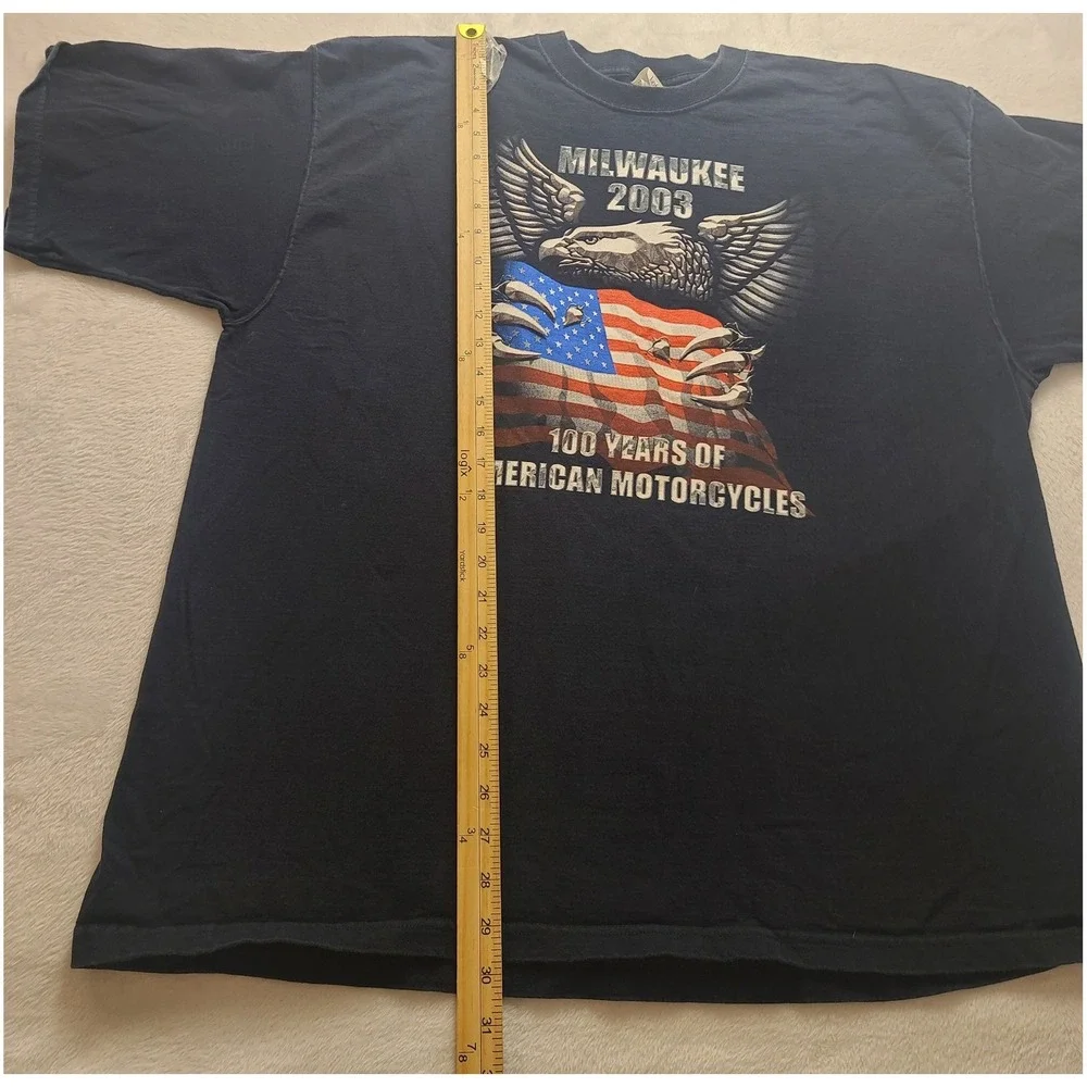 Vintage Milwaukee 2003 100 Years of American Motor Men's T-Shirt 2XL Navy Blue
